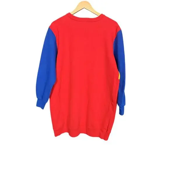 Vintage Polo Sport Ralph Lauren Women's Red Yellow Blue Sweatshirt Dress - L - Picture 2 of 9